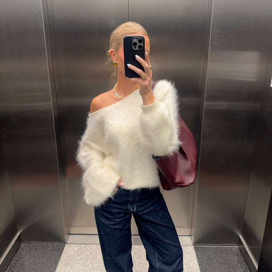 Damen Mohair-Mix Pullover mit Weichem Stoff & Oversized-Ärmeln | R&B