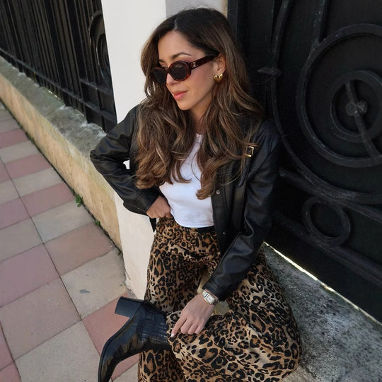 Damen Modische Palazzo-Hose mit Leopardenmuster R&B