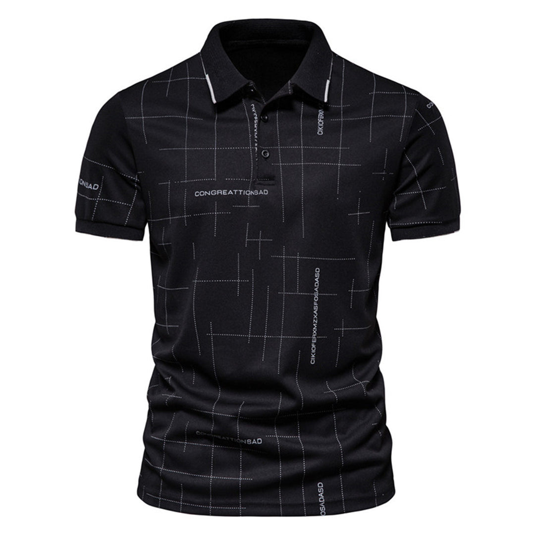 Herren Poloshirt mit modernem grafischen Druck und atmungsaktiven Eigenschaften R&B