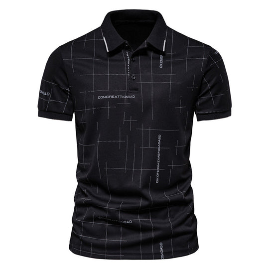 Herren Poloshirt mit modernem grafischen Druck und atmungsaktiven Eigenschaften R&B