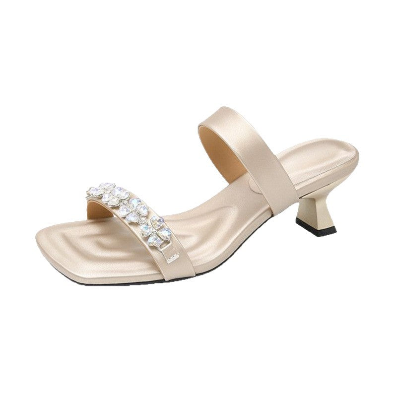 Damen elegante Slipper mit funkelnden Strassverzierungen R&B