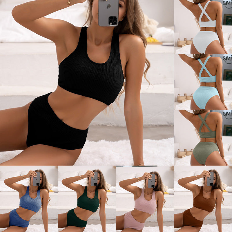 Damen Hochtailliertes Bikiniset mit sportlichem Design R&B