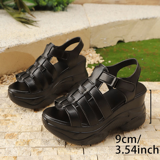 Damen Plateau-Sandalen mit verstellbaren Riemen und ergonomischem Fußbett R&B
