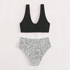 Damen Hochtailliertes Bikini-Set mit strukturiertem Oberteil