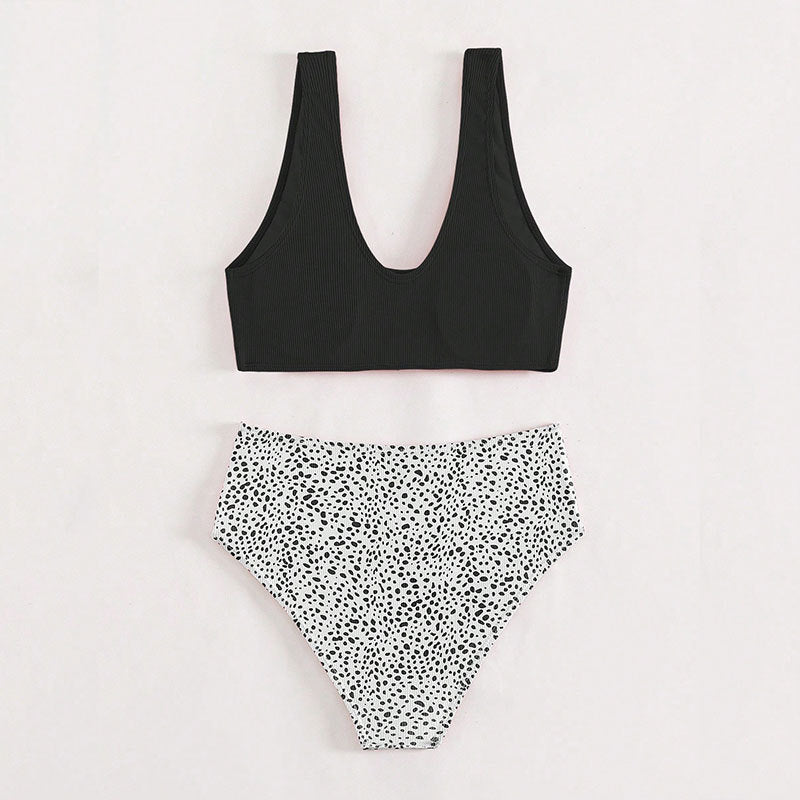 Damen Hochtailliertes Bikini-Set mit strukturiertem Oberteil