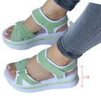 Damen sportliche Wedge-Sandalen mit verstellbarem Riemen R&B