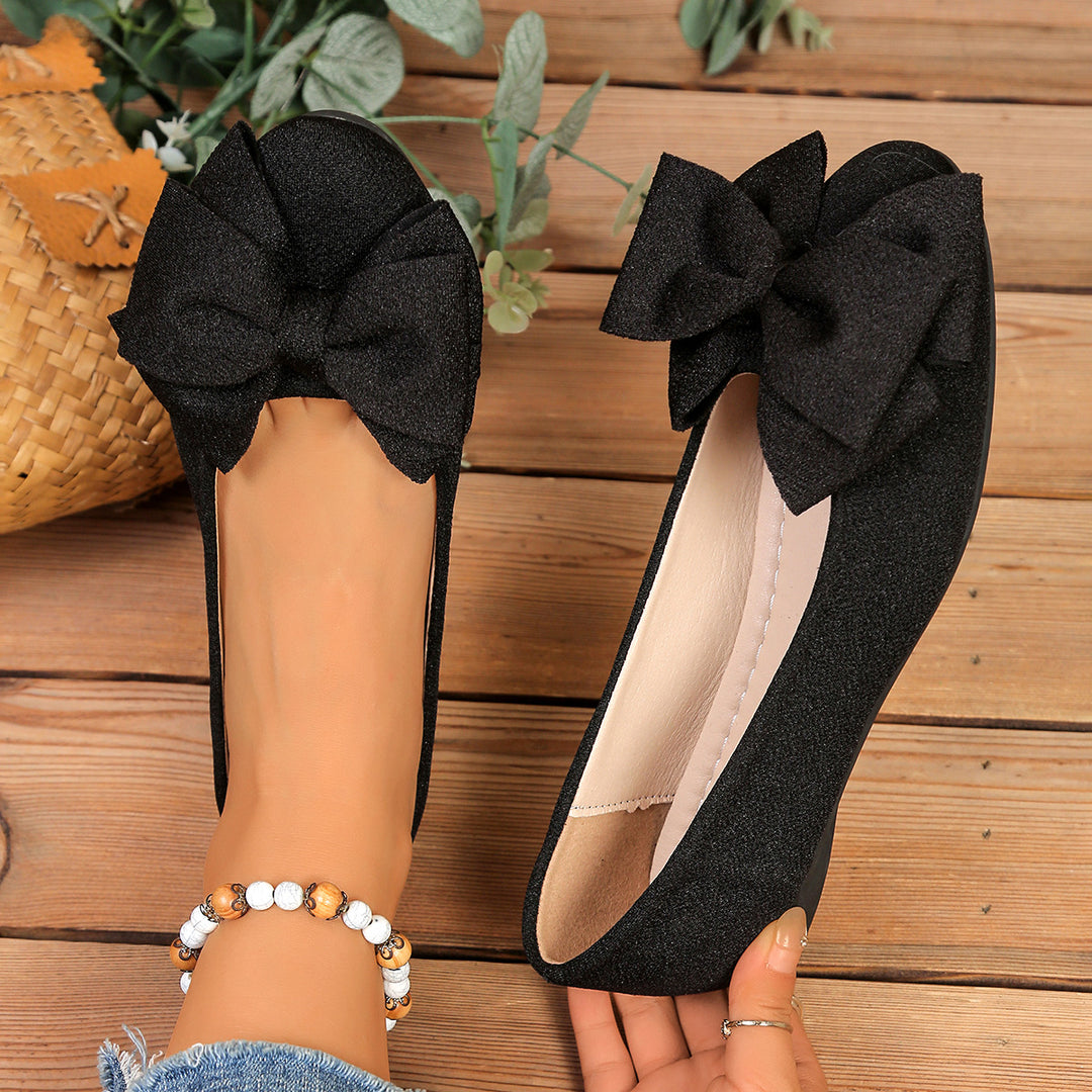 Damen Ballerinas mit XL-Schleifen-Applikation und glänzender Oberflächenstruktur R&B