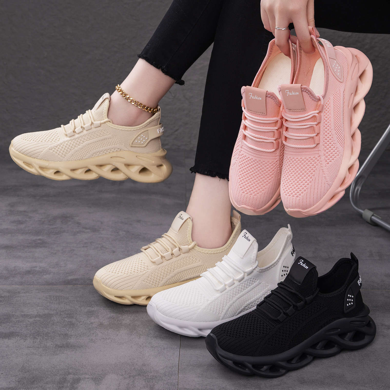 Damen Atmungsaktive Sport Sneakers mit Dämpfungssystem R&B