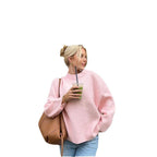 Damen Komfortabler Strickpullover mit weitem Schnitt und hochsteigendem Kragen R&B