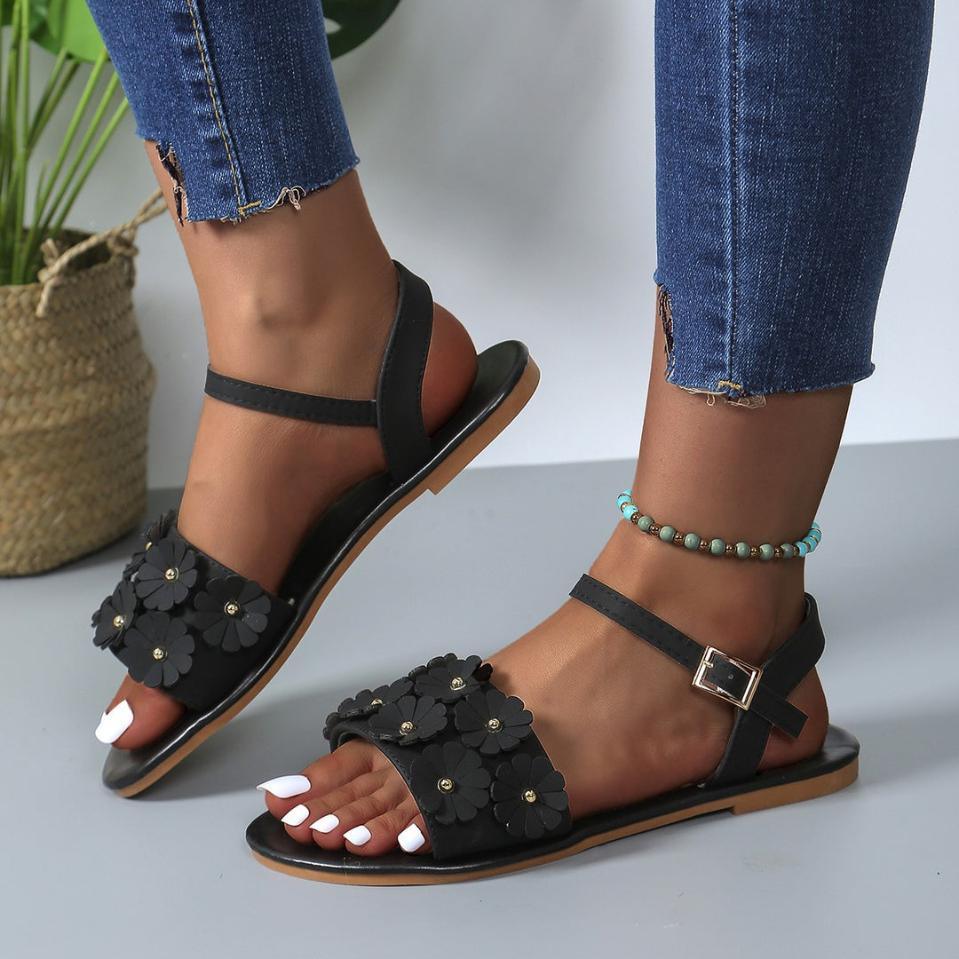 Damen Sandalen mit floralen Akzenten und verstellbarem Riemen R&B