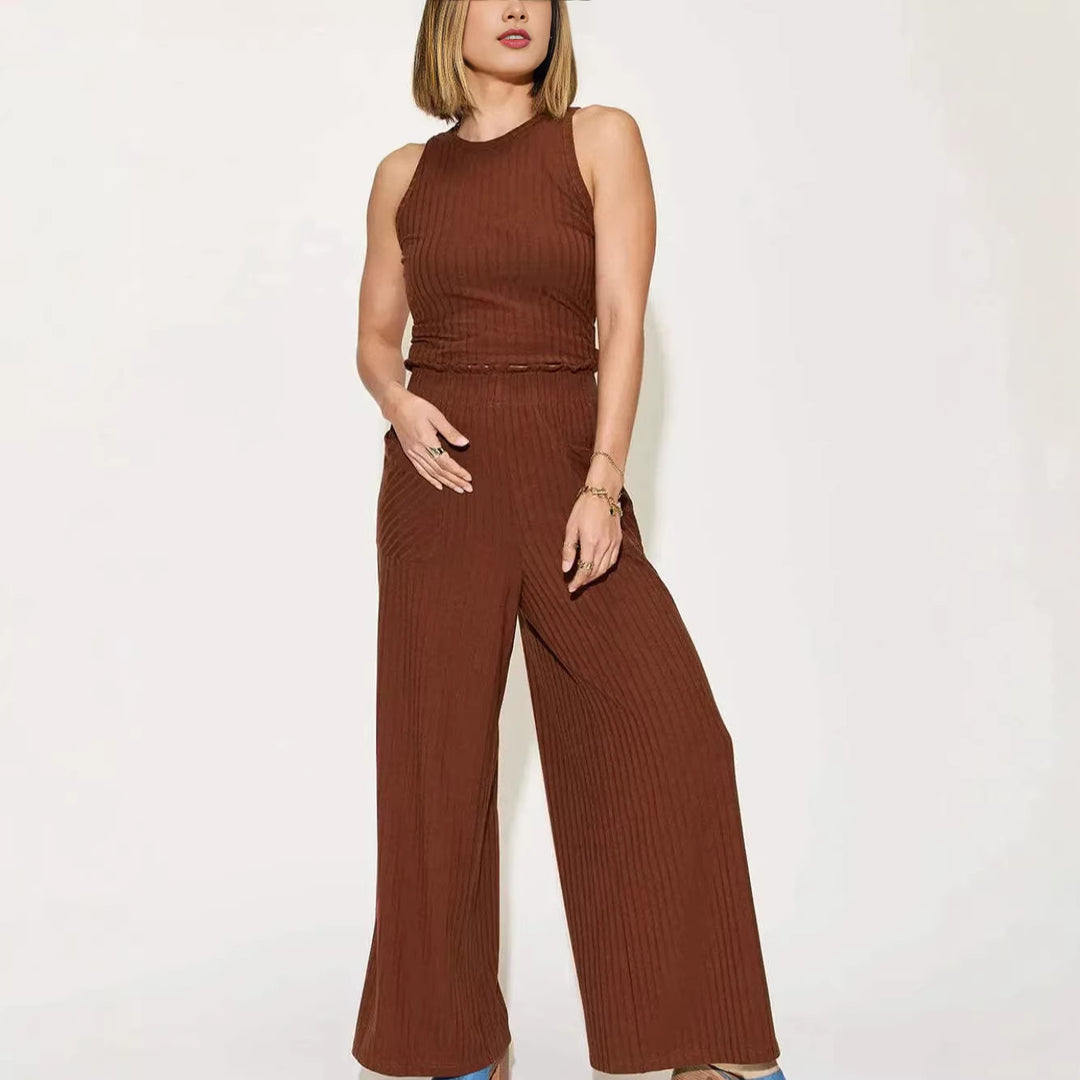 Damen lässiger Overall mit weitem Bein und praktischen Taschen R&B