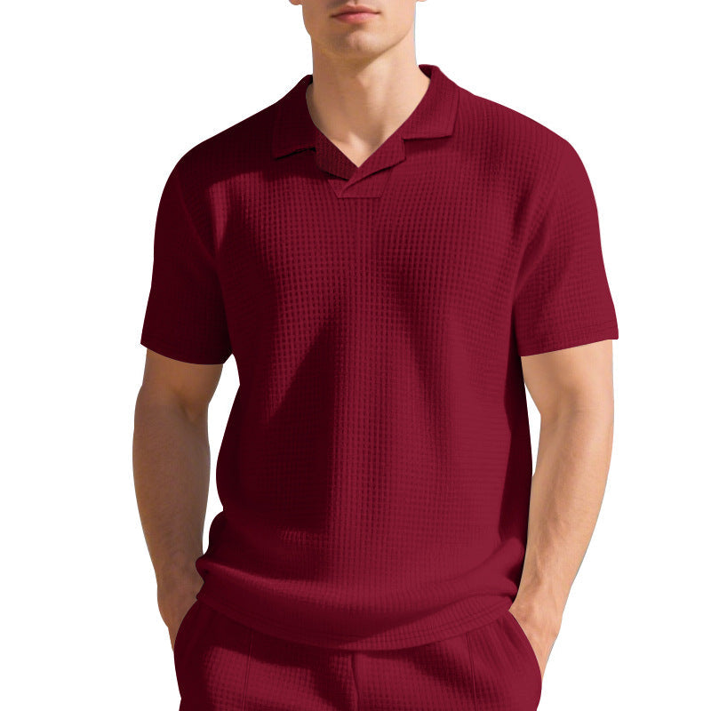 Herren Kurzarm Poloshirt mit strukturiertem Design und modernem Stehkragen R&B