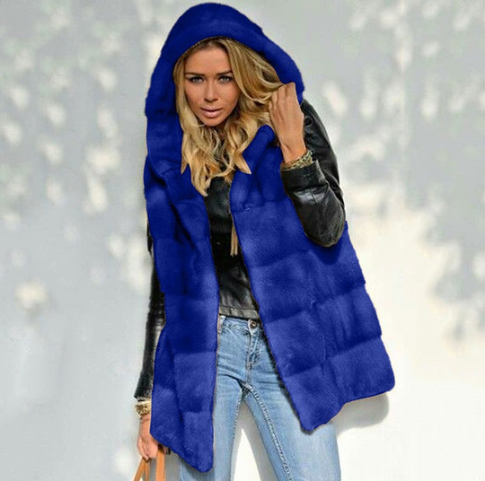 Damen Fleece-Weste mit Kapuze R&B
