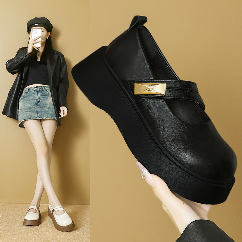 Damen komfortable Plateau-Mary Jane Schuhe mit modischen Riemchen R&B