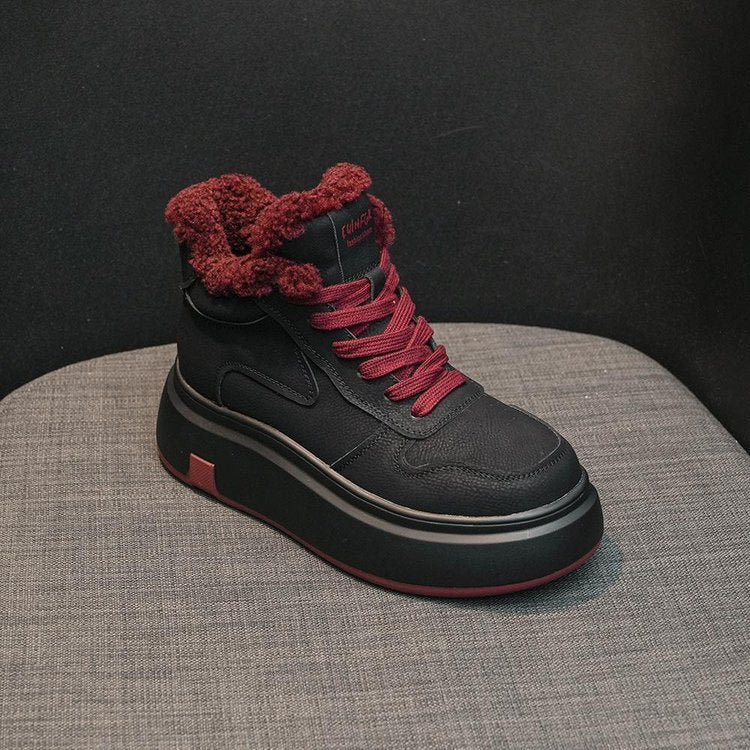 Damen High-Top Sneakers mit kuscheligem Fellrand und dämpfender Sohle