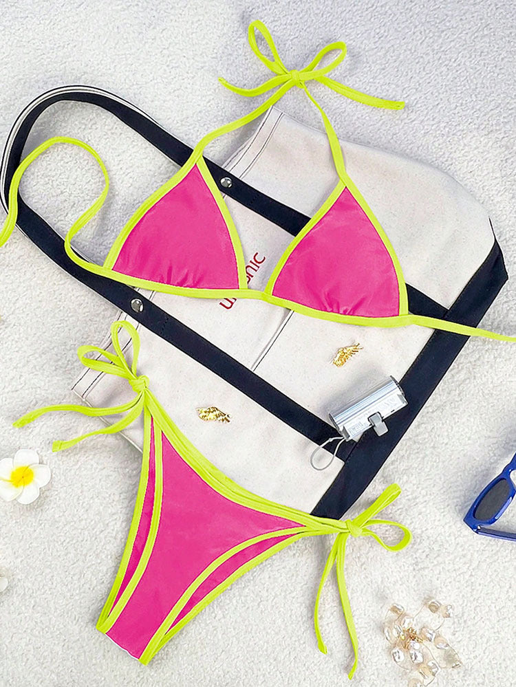 Damen Triangel-Bikini mit verspielten Schleifen R&B