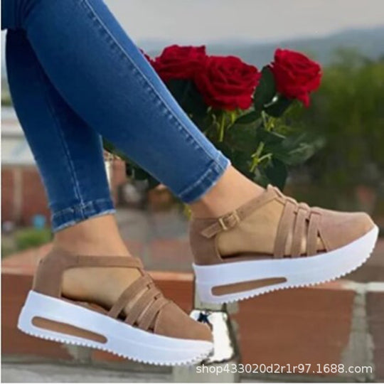 Damen Sportliche Plateau-Sneaker mit offenen Riemen R&B