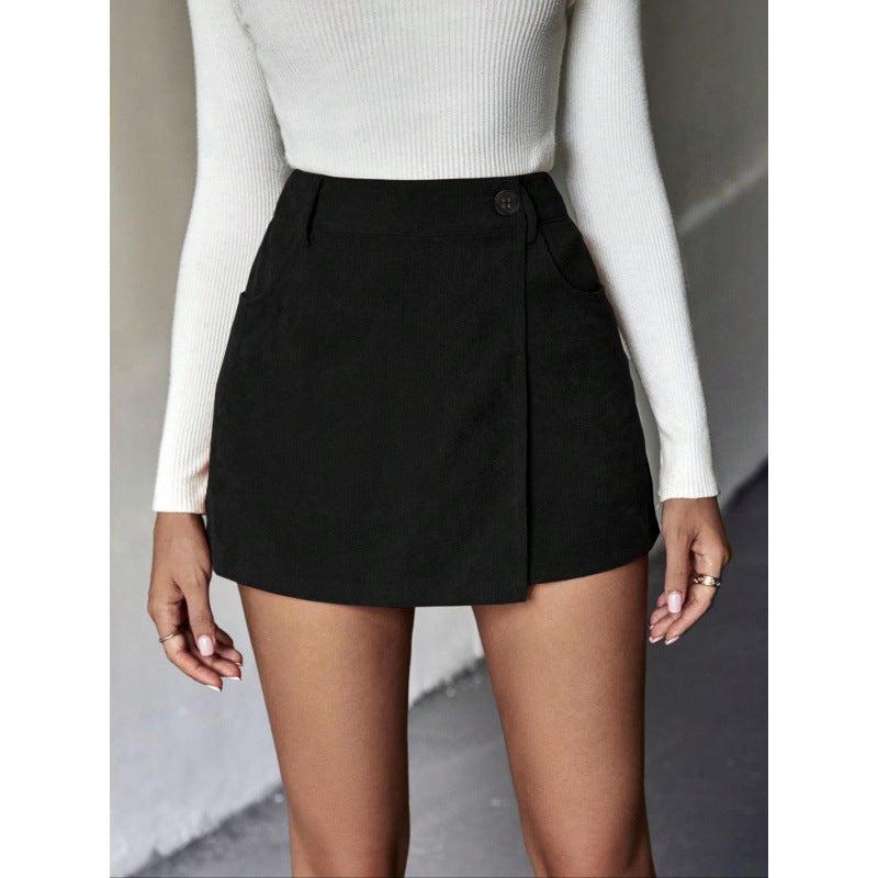 Damen Minirock mit asymmetrischem Schnitt und Knopfdetails R&B