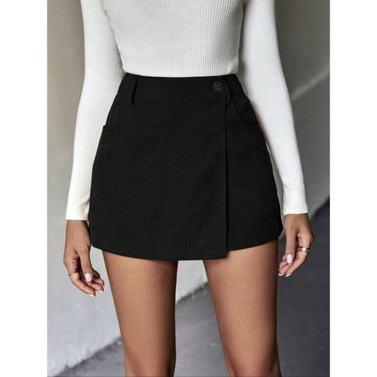 Damen Minirock mit asymmetrischem Schnitt und Knopfdetails R&B