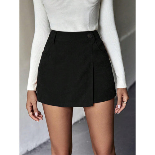 Damen Minirock mit asymmetrischem Schnitt und Knopfdetails R&B
