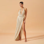 Damen figurbetontes Netzkleid mit raffiniertem Muster R&B