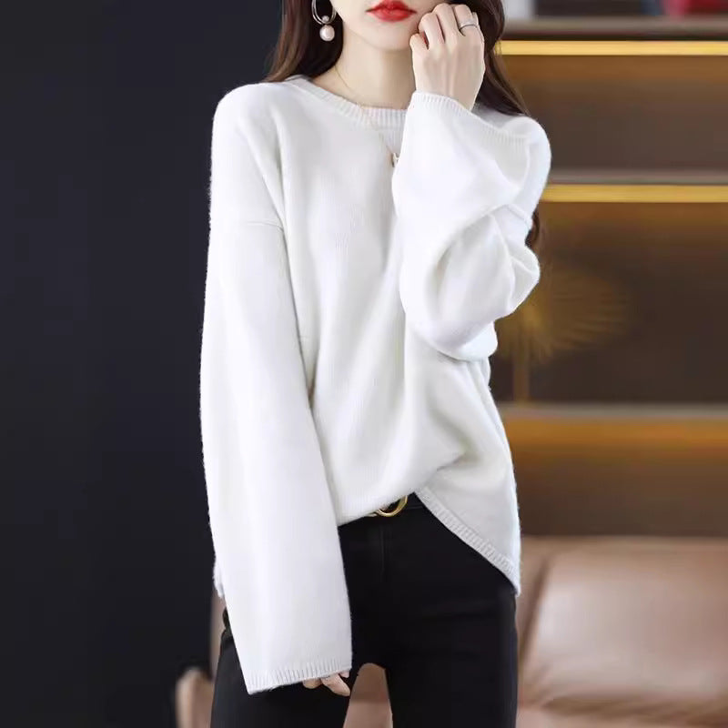 Damen Oversized Strickpullover mit weitem Schnitt und langen Ärmeln R&B