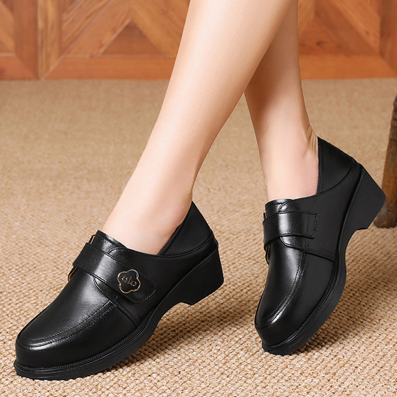 Damen Mokassins mit elegantem Riemen und dämpfendem Blockabsatz R&B