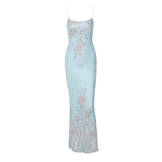 Damen Elegantes Maxikleid mit floralem Jacquard-Muster und schmalem Schnitt R&B