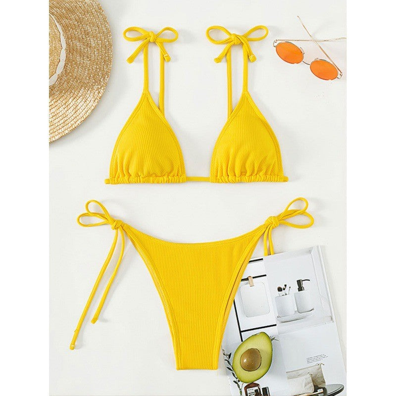 Damen Triangel-Bikini mit verspieltem Bindedesign R&B