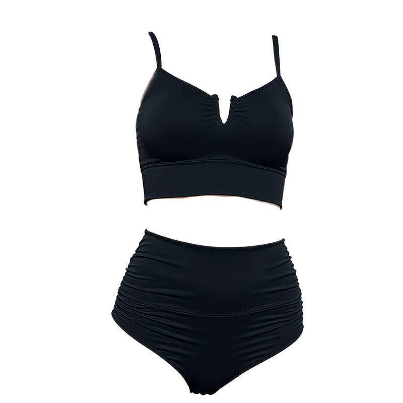 Damen Hochtailliertes Bikini-Set mit elegantem Crop-Top R&B
