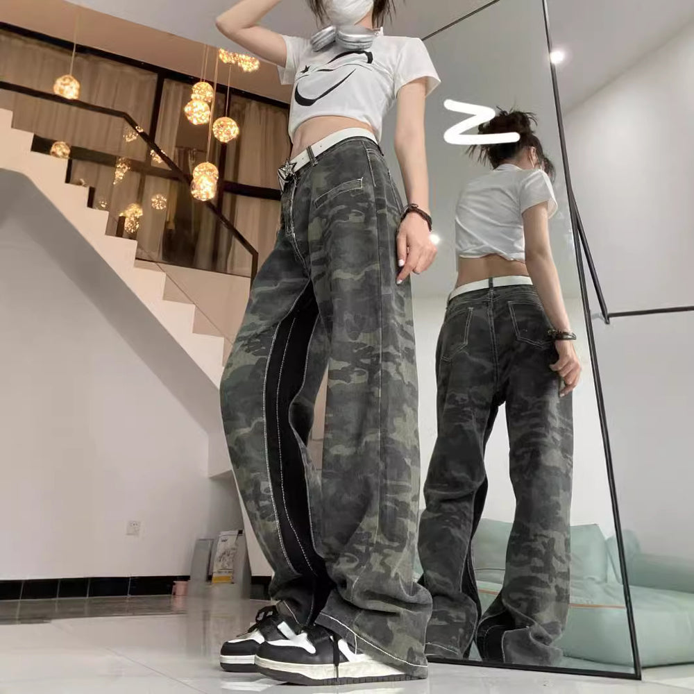 Damen Cargohose im modischen Camouflage-Design mit weiten Beinen und lässiger Passform R&B