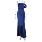 Damen Elegantes Off-Shoulder Maxikleid mit asymmetrischem Schnitt und seitlichem Schlitz R&B