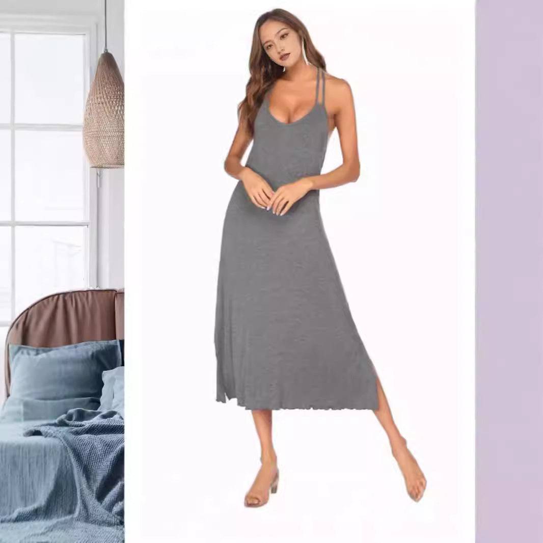 Damen Maxikleid mit eleganten Spaghettiträgern und lässigem Schnitt R&B
