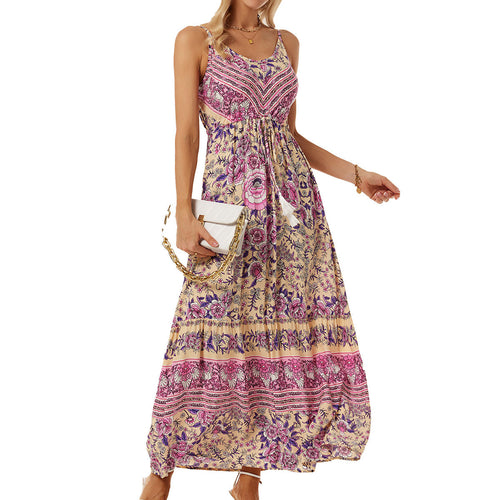 Damen Maxikleid mit floralem Druck und verstellbaren Trägern R&B