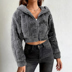 Damen Kuschelige Fleecejacke mit Reißverschluss und Kapuze R&B