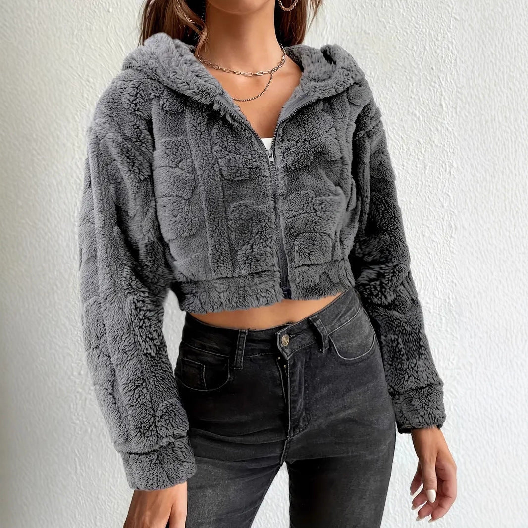 Damen Kuschelige Fleecejacke mit Reißverschluss und Kapuze R&B