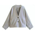 Damen elegante Jacke mit strukturiertem Stoff und großzügigen Taschen