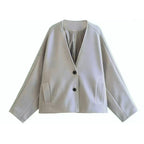 Damen elegante Jacke mit strukturiertem Stoff und großzügigen Taschen