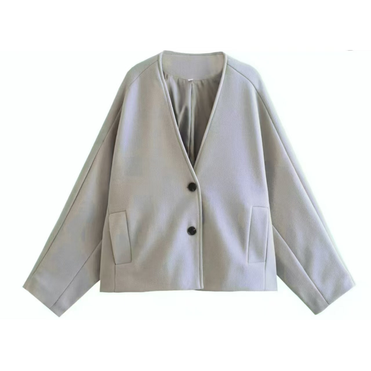 Damen elegante Jacke mit strukturiertem Stoff und großzügigen Taschen