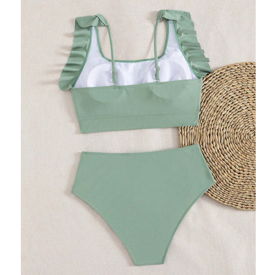 Damen Hochtaillierter Bikini mit Rüschendetails R&B