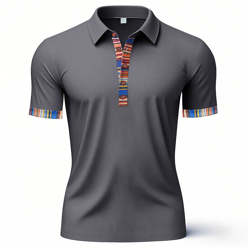 Herren Polo-Shirt mit buntem Kragen und strukturierter Optik R&B