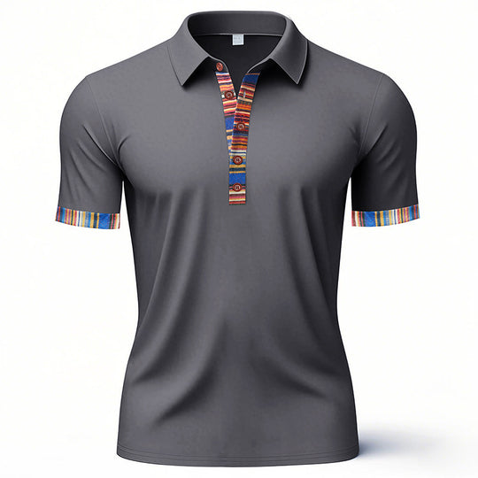 Herren Polo-Shirt mit buntem Kragen und strukturierter Optik R&B