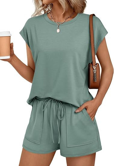 Damen bequemes Lounge-Set mit elastischem Bund und Taschen R&B