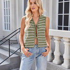 Damen Stricktop mit feinen Streifen und dekorativem Knotendetail R&B