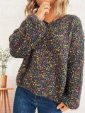Damen komfortabler Strickpullover mit buntem Strukturmuster und weit geschnittenen Ärmeln R&B