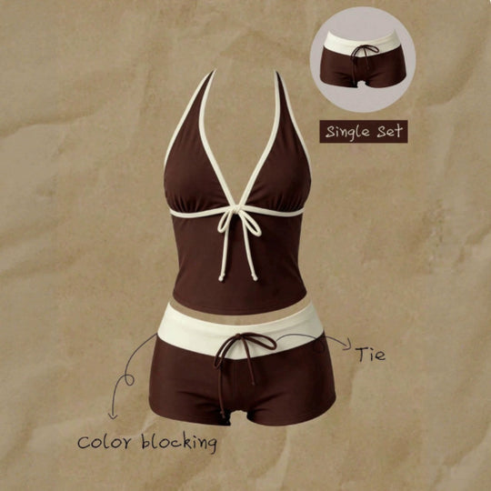 Damen Tankini mit modischem Punktmuster und verstellbarem Halter R&B