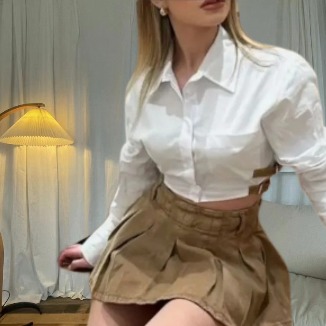 Damen Cropped Hemdkleid mit innovativen Details R&B