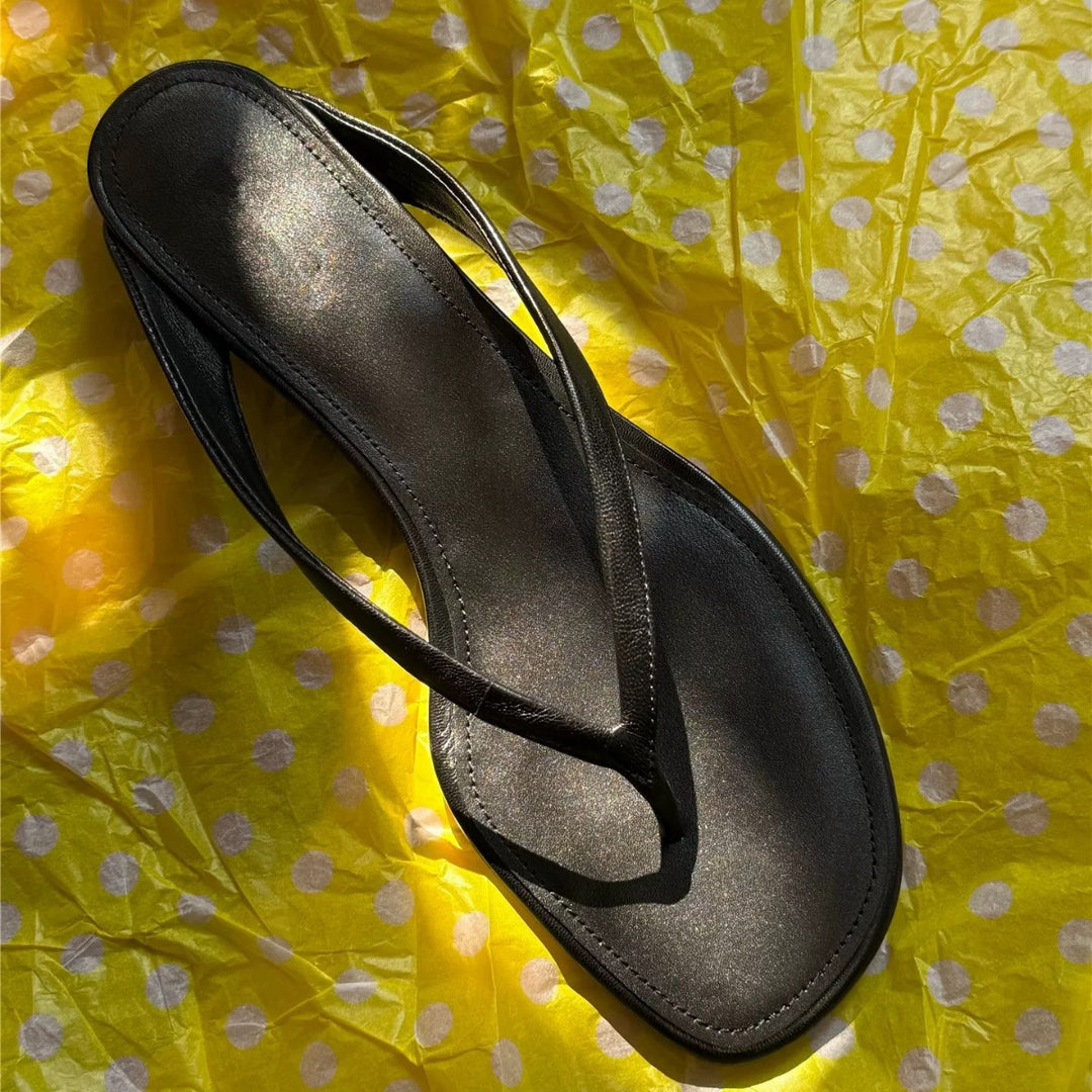 Damen elegante Zehentrenner-Sandalen mit minimalistischem Riemendesign R&B
