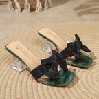 Damen Slingback Sandalen mit dekorativem Schleifen-Design und transparentem Absatz