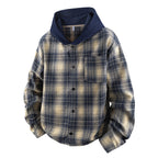 Herren lässige Hemdjacke mit gefütterter Kapuze und Karomuster R&B